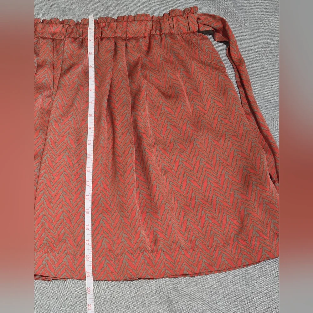 Banana Republic ​Rust Orange Chevron Tie Waist Skirt Gray Zig Zag Size 12 - Picture 7 of 11